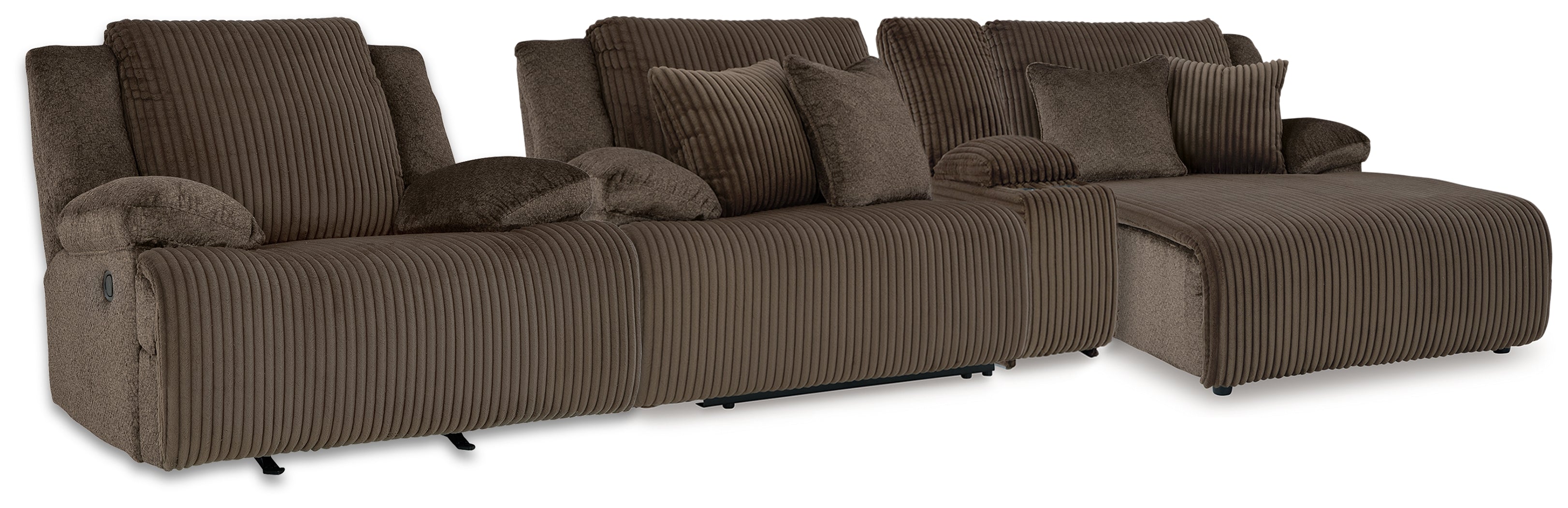Best Deals Furniture - Ashley Furniture - Top Tier 3-Piece Sectional and Recliner - 3-Piece Sectional and Recliner / Chocolate - 92705U1