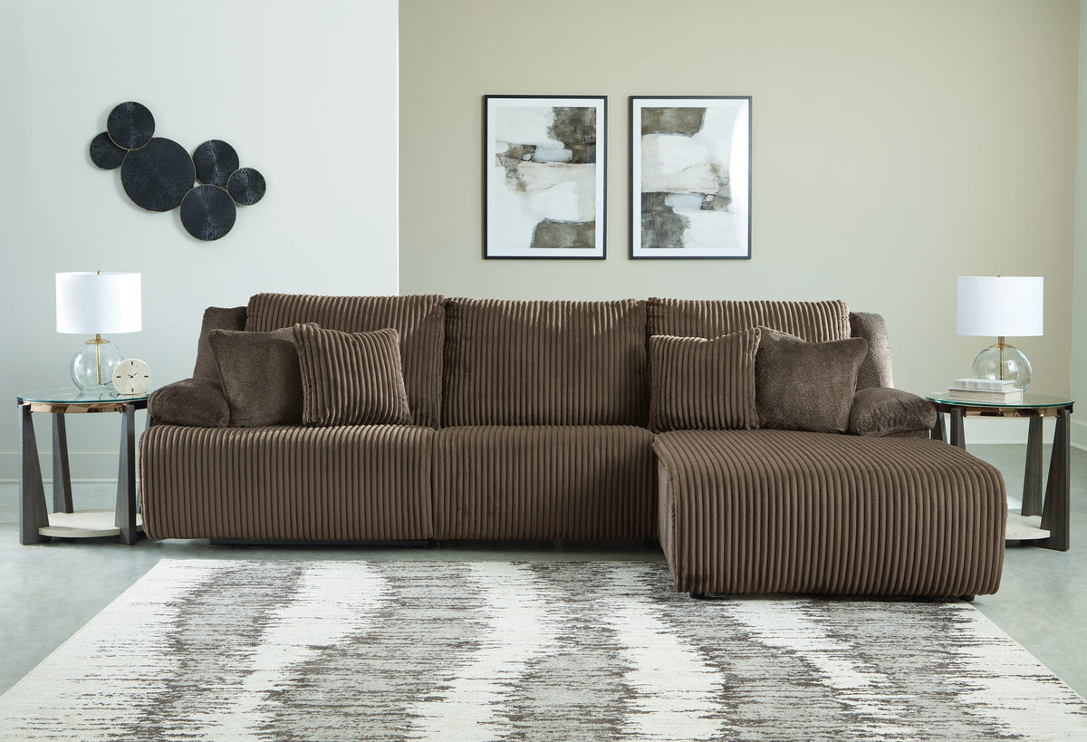 Best Deals Furniture - Ashley Furniture - Top Tier 3-Piece Sectional Sofa Chaise - 3-Piece Sectional Sofa Chaise / Chocolate - 92705S6