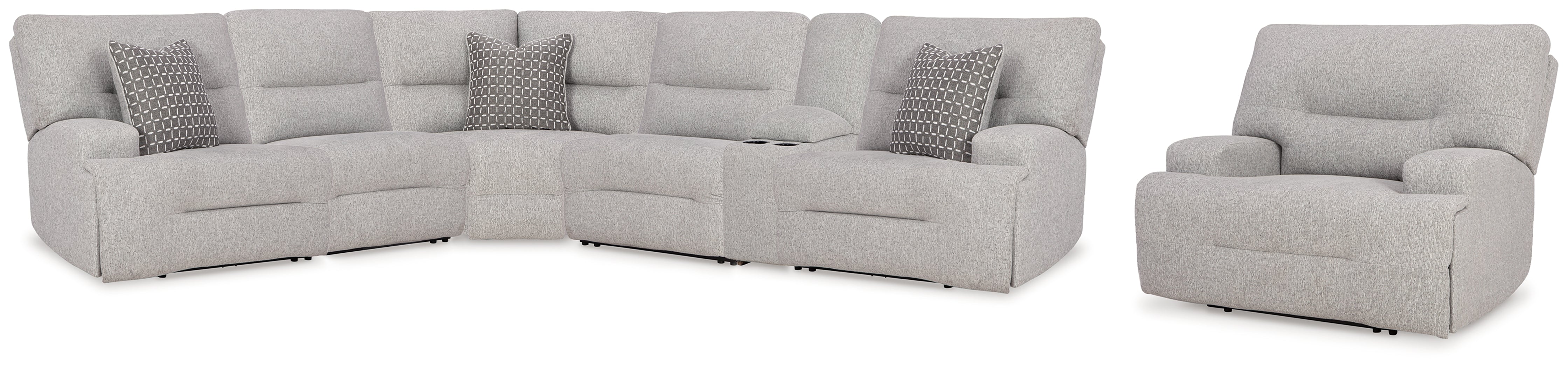 Best Deals Furniture - Ashley Furniture - Acklen Place 6-Piece Power Reclining Sectional and Power Recliner - 6-Piece Power Reclining Sectional and Power Recliner - 93605S8