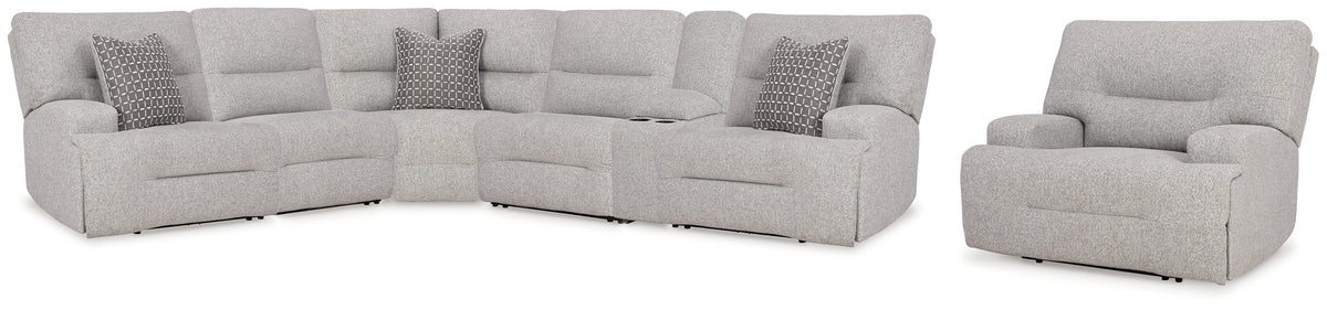 Best Deals Furniture - Ashley Furniture - Acklen Place 6-Piece Power Reclining Sectional and Power Recliner - 6-Piece Power Reclining Sectional and Power Recliner - 93605S8