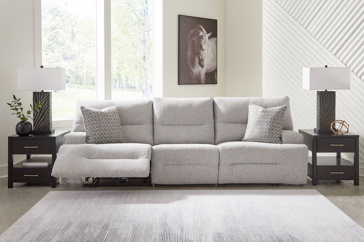 Best Deals Furniture - Ashley Furniture - Acklen Place 3-Piece Power Reclining Sectional Sofa - 3-Piece Power Reclining Sectional Sofa / Pewter - 93605S18