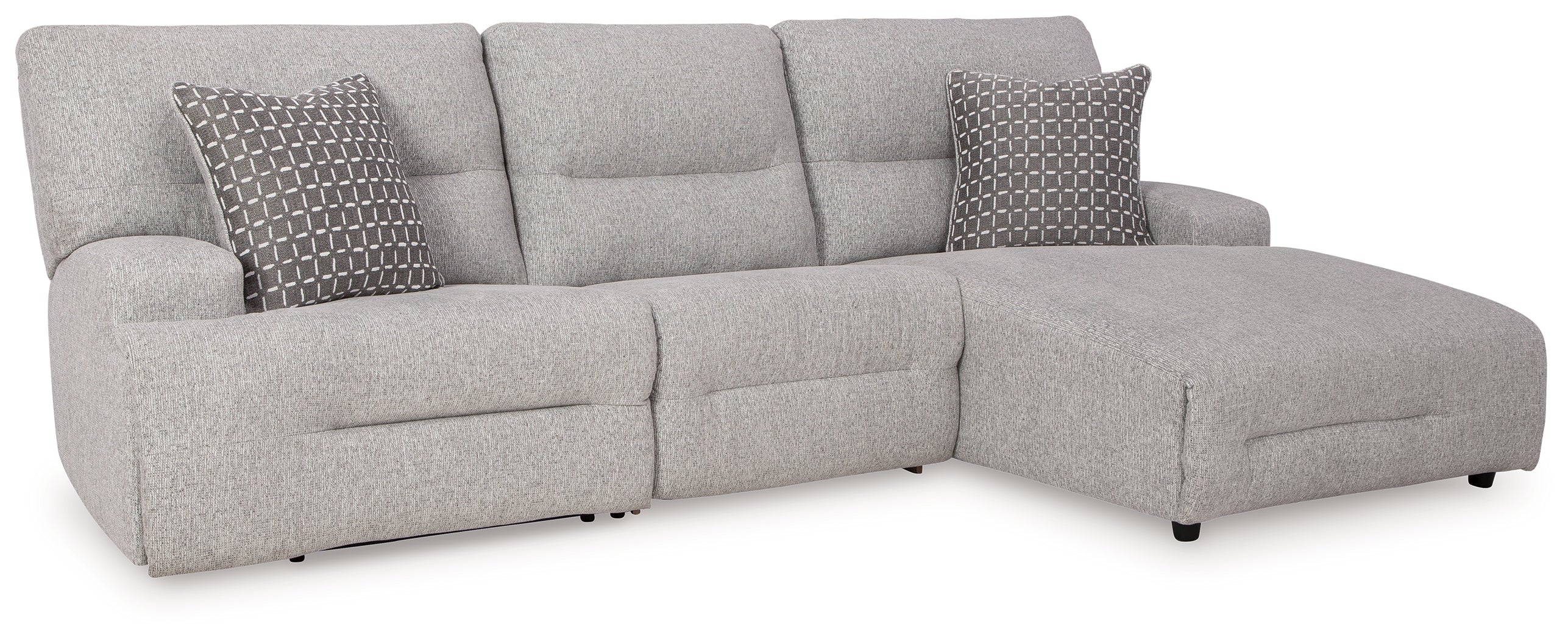 Best Deals Furniture - Ashley Furniture - Acklen Place 3-Piece Power Reclining Sectional - 3-Piece Power Reclining Sectional / Pewter - 93605S6