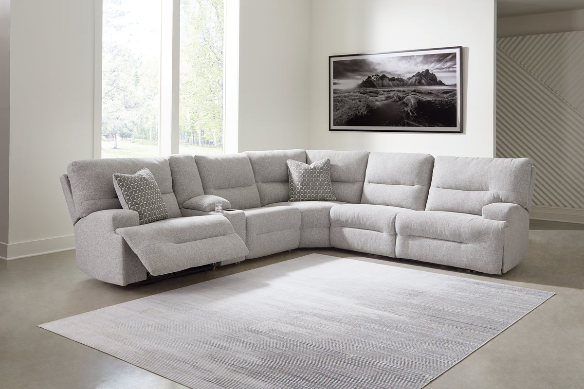 Best Deals Furniture - Ashley Furniture - Acklen Place 6-Piece Power Reclining Sectional - 6-Piece Power Reclining Sectional / Pewter - 93605S9