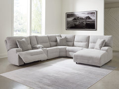 Best Deals Furniture - Ashley Furniture - Acklen Place 6-Piece Power Reclining Sectional with Chaise - 6-Piece Power Reclining Sectional with Chaise / Pewter - 93605S1