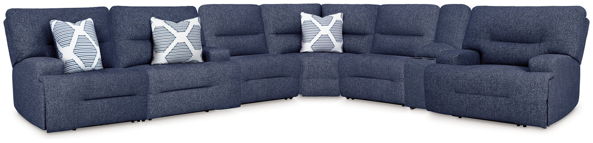 Best Deals Furniture - Ashley Furniture - Acklen Place 7-Piece Power Reclining Sectional - 7-Piece Power Reclining Sectional / Navy - 93607S8