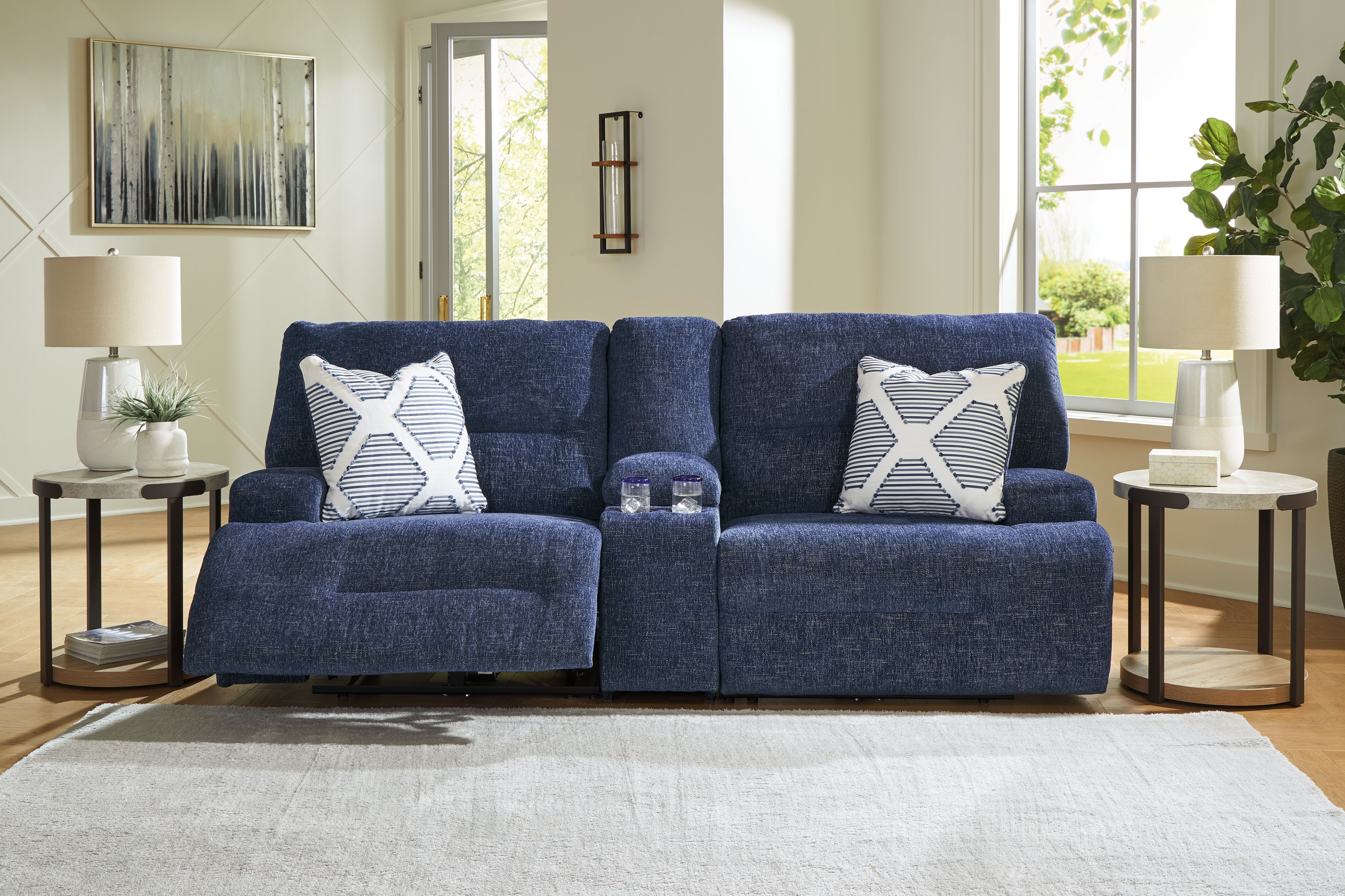 Best Deals Furniture - Ashley Furniture - Acklen Place 3-Piece Sectional - 3-Piece Sectional / Navy - 93607S10