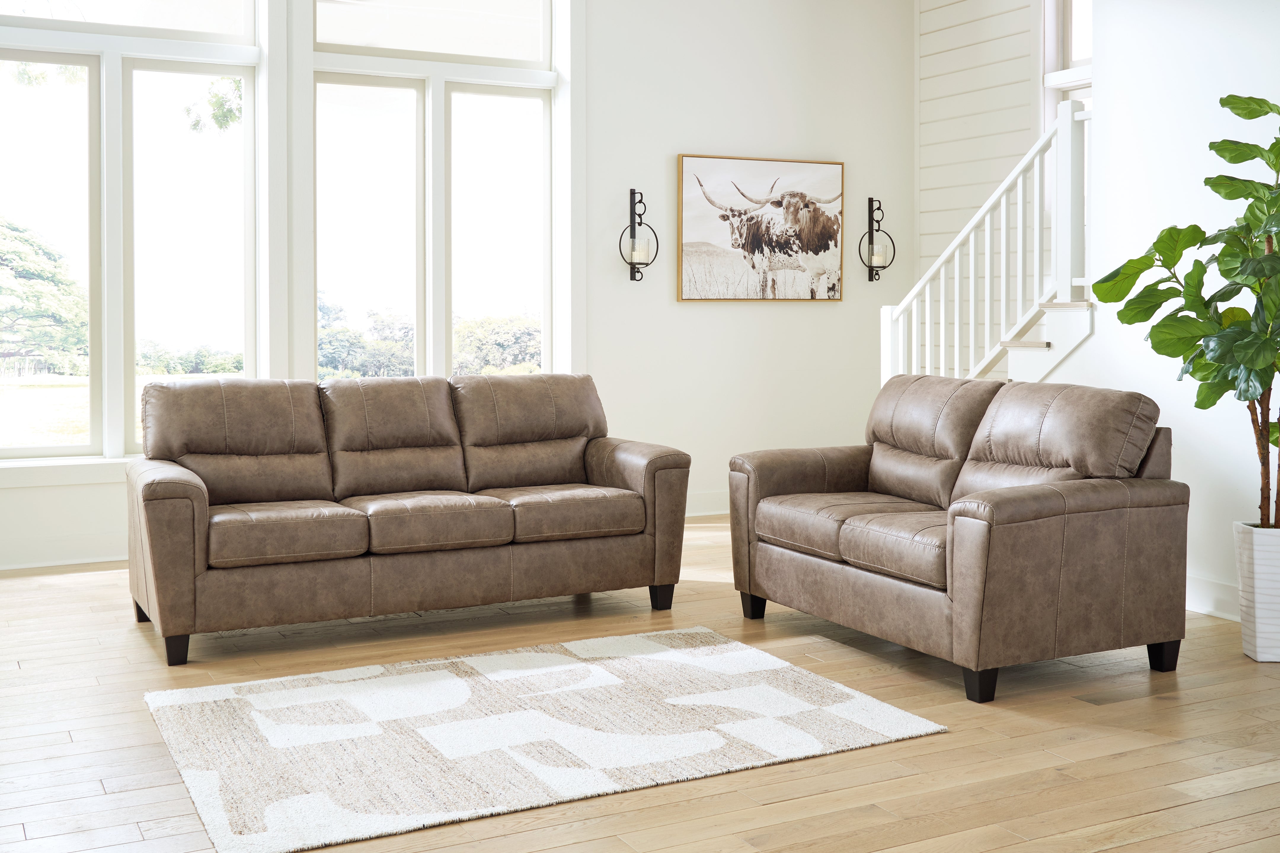 Best Deals Furniture - Ashley Furniture - Navi Sofa and Loveseat - Sofa and Loveseat / Fossil - 94004U1