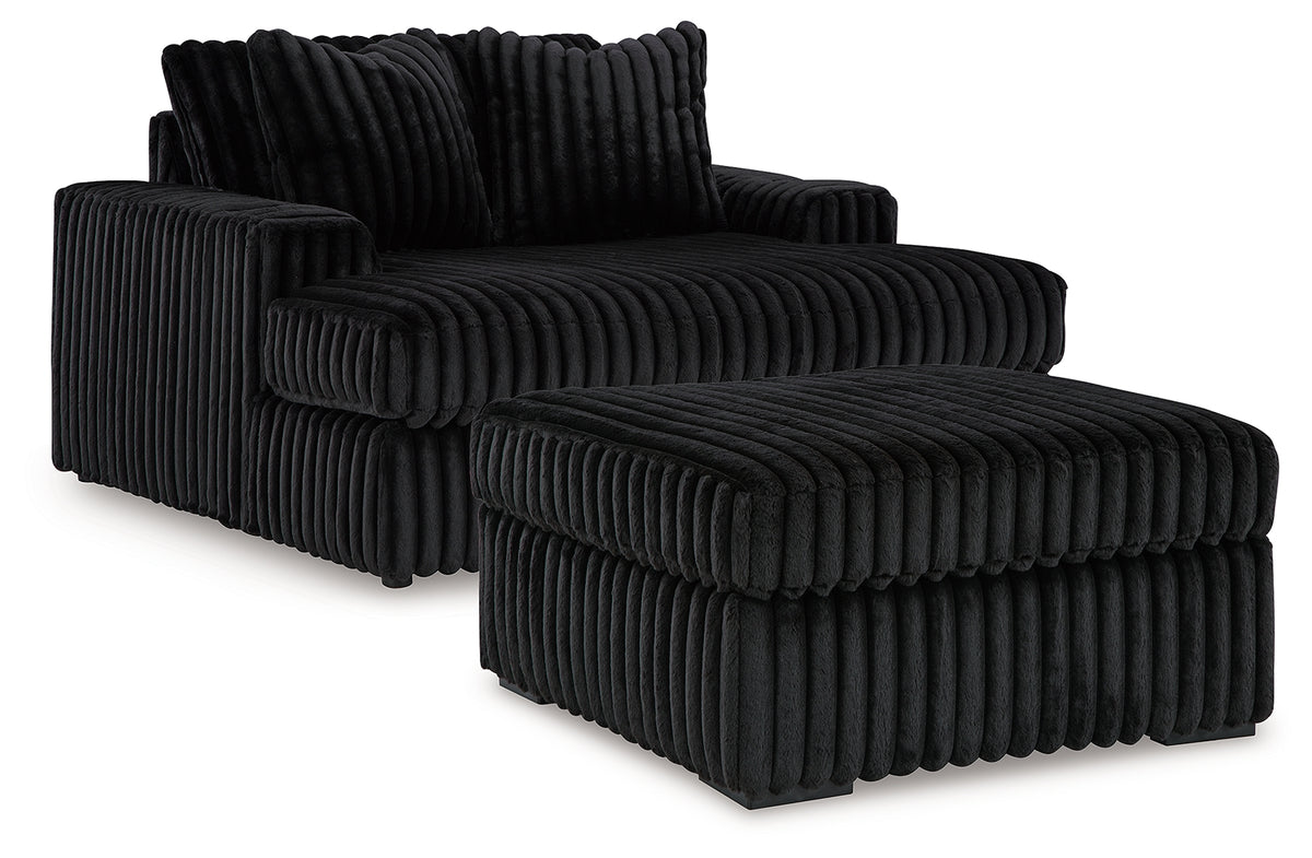 Best Deals Furniture - Ashley Furniture - Midnight-Madness Oversized Chaise and Oversized Accent Ottoman - Oversized Chaise and Oversized Accent Ottoman / Onyx - 98103U10