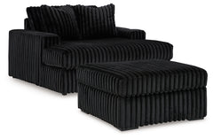 Best Deals Furniture - Ashley Furniture - Midnight-Madness Oversized Chaise and Oversized Accent Ottoman - Oversized Chaise and Oversized Accent Ottoman / Onyx - 98103U10
