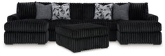 Best Deals Furniture - Ashley Furniture - Midnight-Madness 3-Piece Sectional with Double Chaise and Ottoman - 3-Piece Sectional with Double Chaise and Ottoman / Onyx - 98103U8