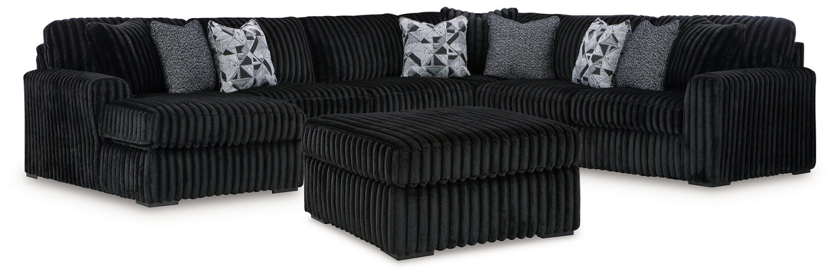 Best Deals Furniture - Ashley Furniture - Midnight-Madness 4-Piece Sectional and Ottoman - 4-Piece Sectional and Ottoman / Onyx - 98103U6