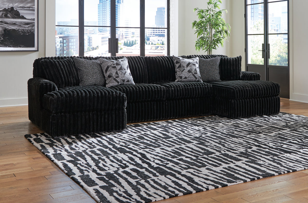 Best Deals Furniture - Ashley Furniture - Midnight-Madness 3-Piece Sectional with Chaise - LAF 3-Piece Sectional with Chaise / Onyx - 98103S9