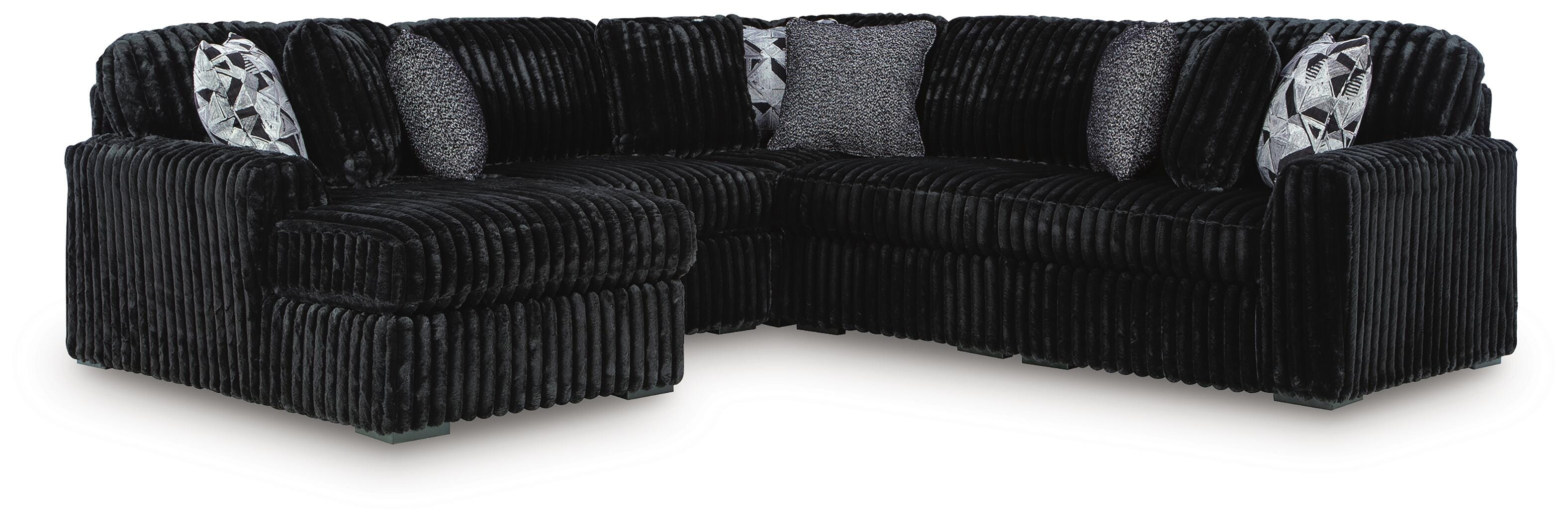 Best Deals Furniture - Ashley Furniture - Midnight-Madness 5-Piece Sectional with Chaise - RAF 5-Piece Sectional with Chaise / Onyx - 98103S21