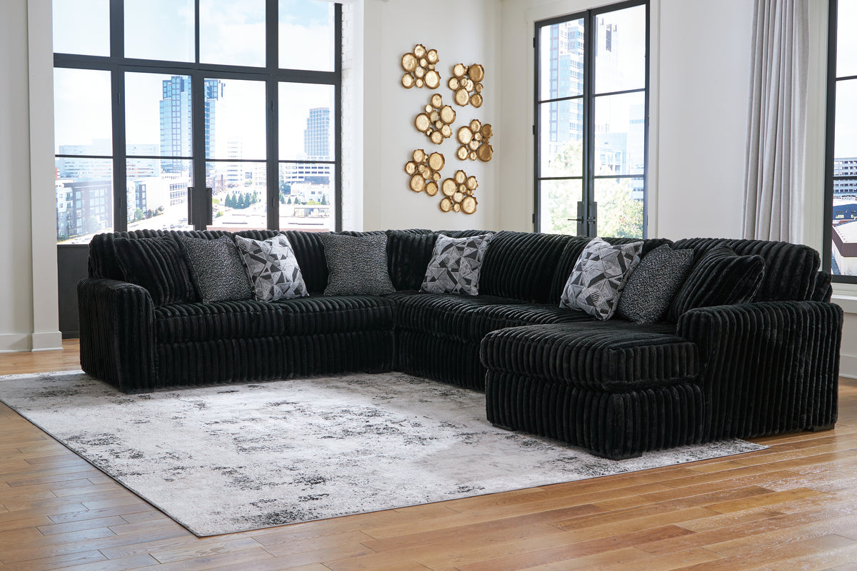 Best Deals Furniture - Ashley Furniture - Midnight-Madness 4-Piece Sectional with Chaise - RAF 4-Piece Sectional with Chaise / Chocolate - 98104S4