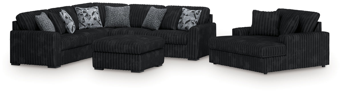 Best Deals Furniture - Ashley Furniture - Midnight-Madness 3-Piece Sectional, Chaise and Oversized Accent Ottoman - 3-Piece Sectional, Chaise and Oversized Accent Ottoman - 98103U1