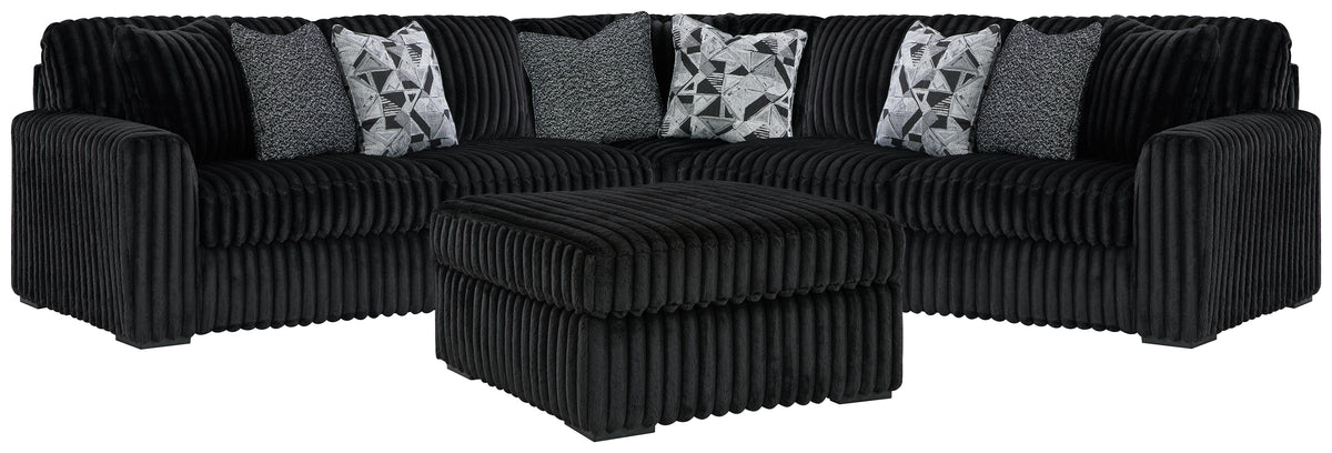 Best Deals Furniture - Ashley Furniture - Midnight-Madness 3-Piece Sectional and Oversized Ottoman - 3-Piece Sectional and Oversized Ottoman / Onyx - 98103U7
