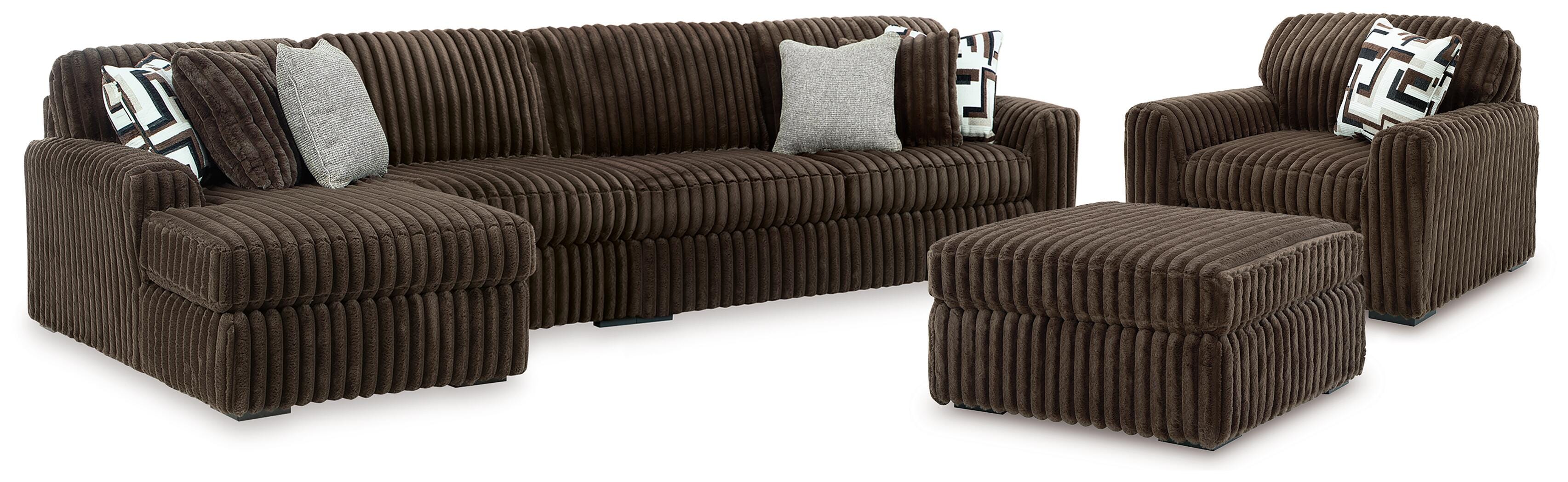 Best Deals Furniture - Ashley Furniture - Midnight-Madness 3-Piece Sectional, Oversized Chair and Ottoman - 3-Piece Sectional, Oversized Chair and Ottoman - 98104U10