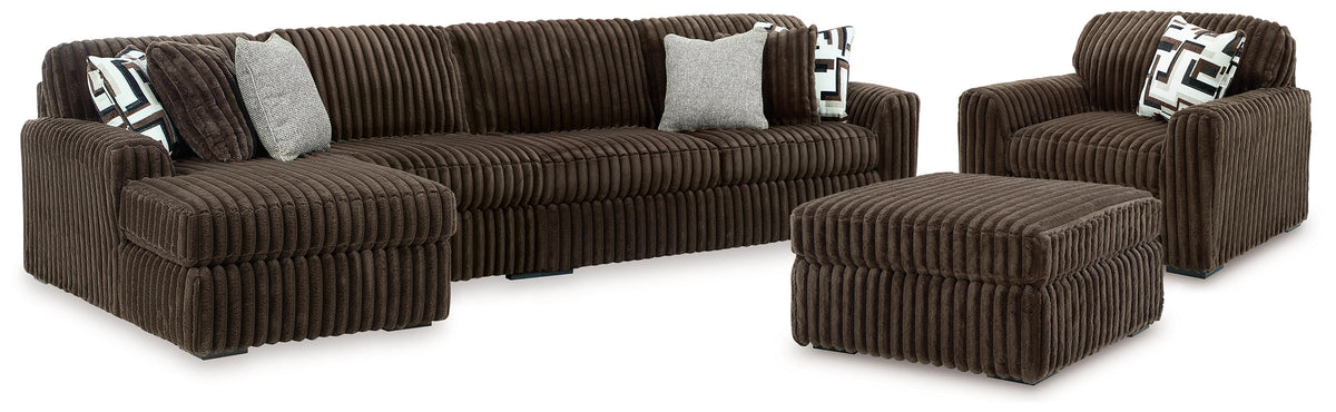 Best Deals Furniture - Ashley Furniture - Midnight-Madness 3-Piece Sectional, Oversized Chair and Ottoman - 3-Piece Sectional, Oversized Chair and Ottoman - 98104U10