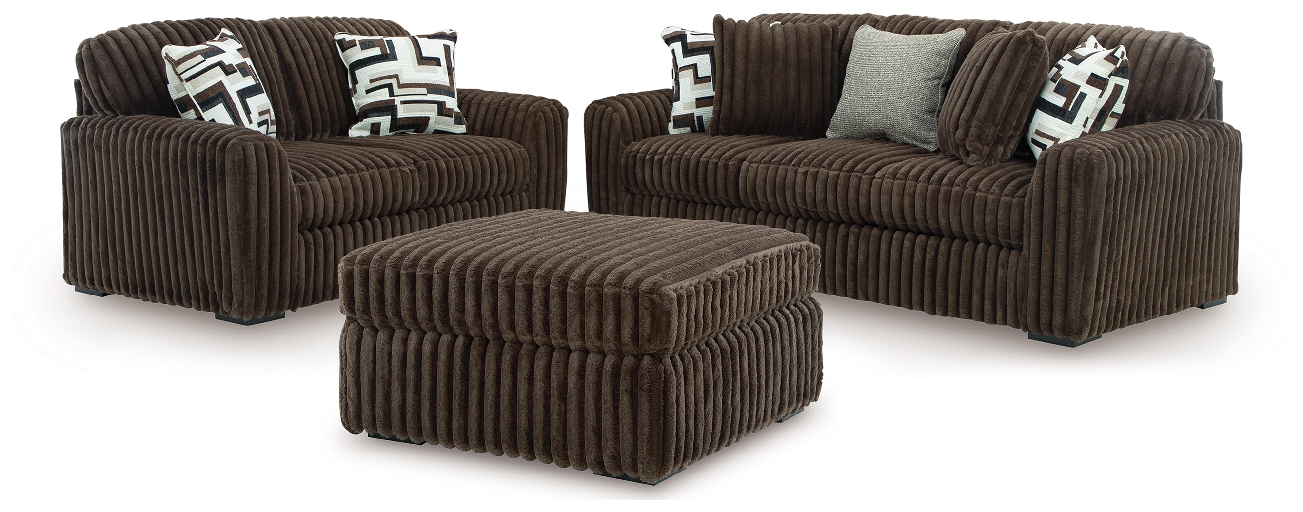 Best Deals Furniture - Ashley Furniture - Midnight-Madness Sofa, Loveseat and Oversized Accent Ottoman - Sofa, Loveseat and Oversized Accent Ottoman - 98104U2