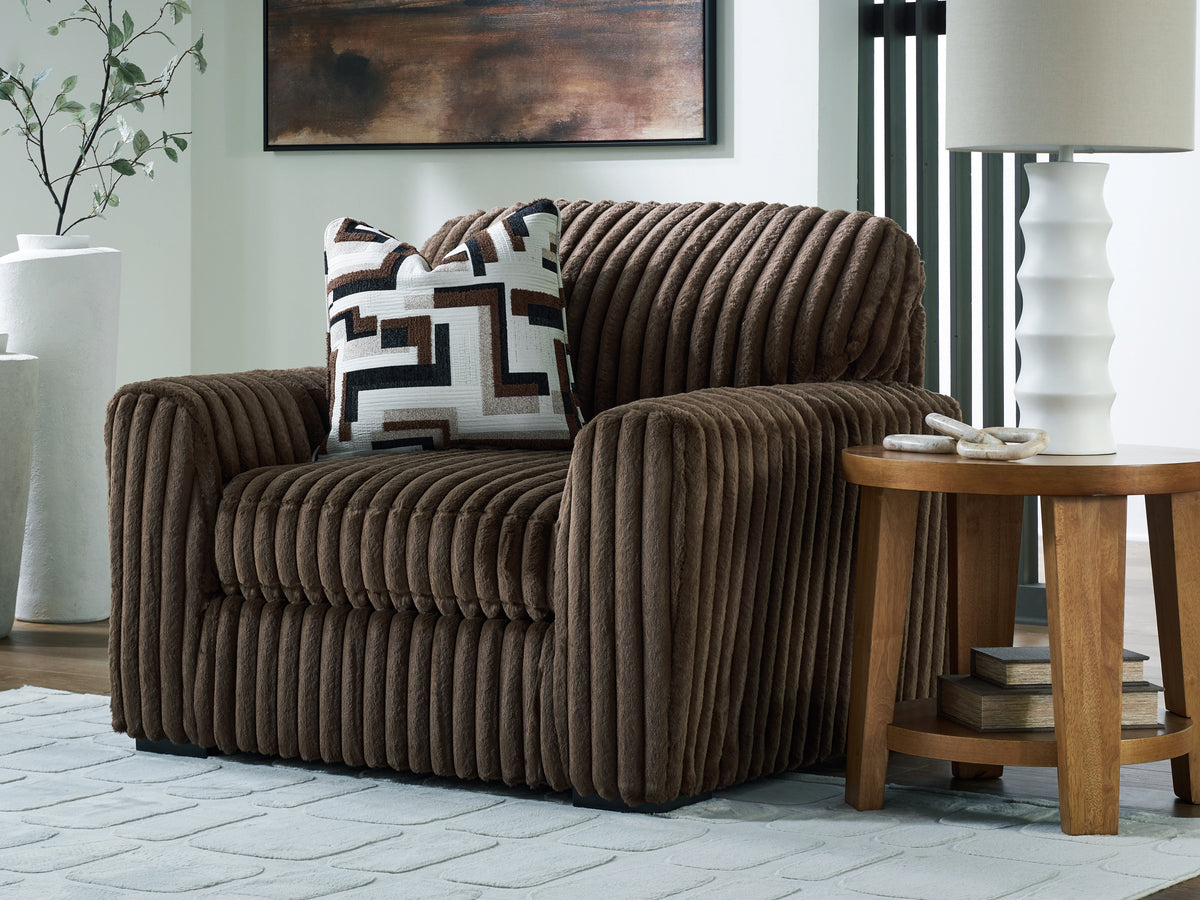 Best Deals Furniture - Ashley Furniture - Midnight-Madness Oversized Chair - Chair and a Half / Onyx - 9810323