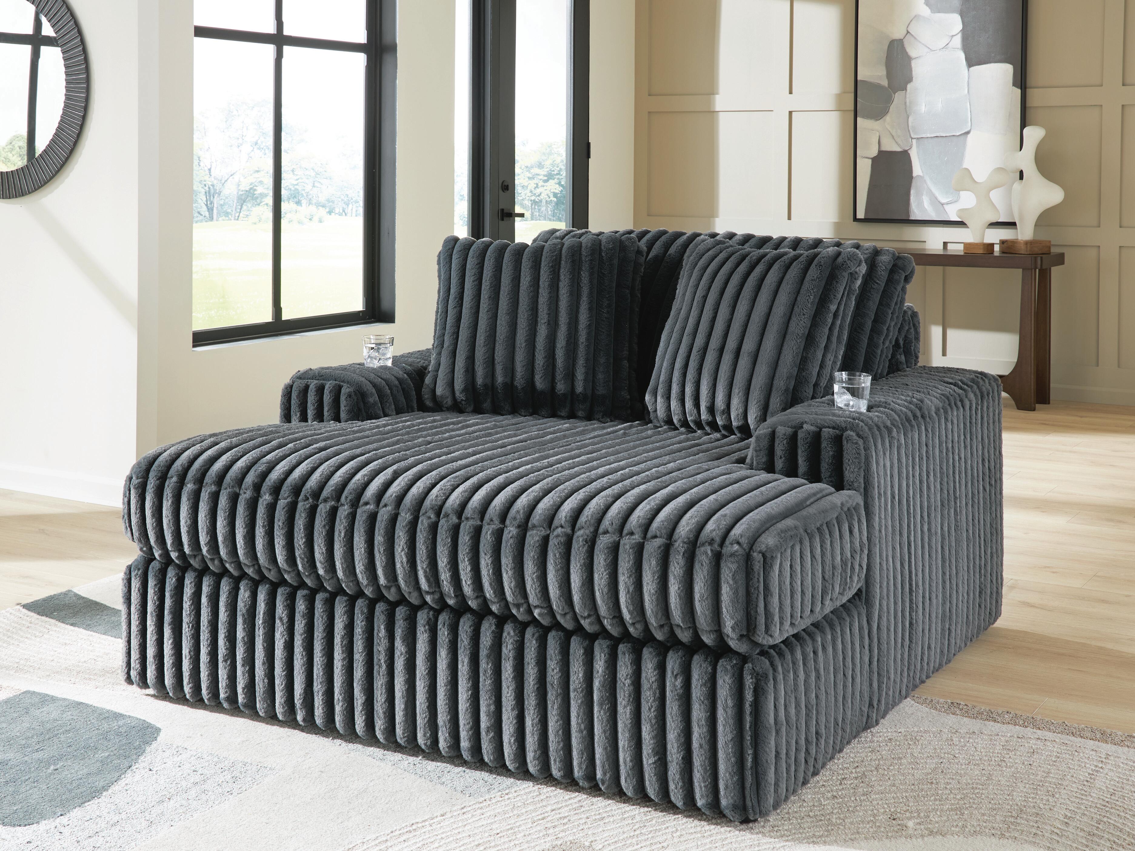 Best Deals Furniture - Ashley Furniture - Midnight-Madness Oversized Chaise - Oversized Chaise / Gunmetal - 9810515