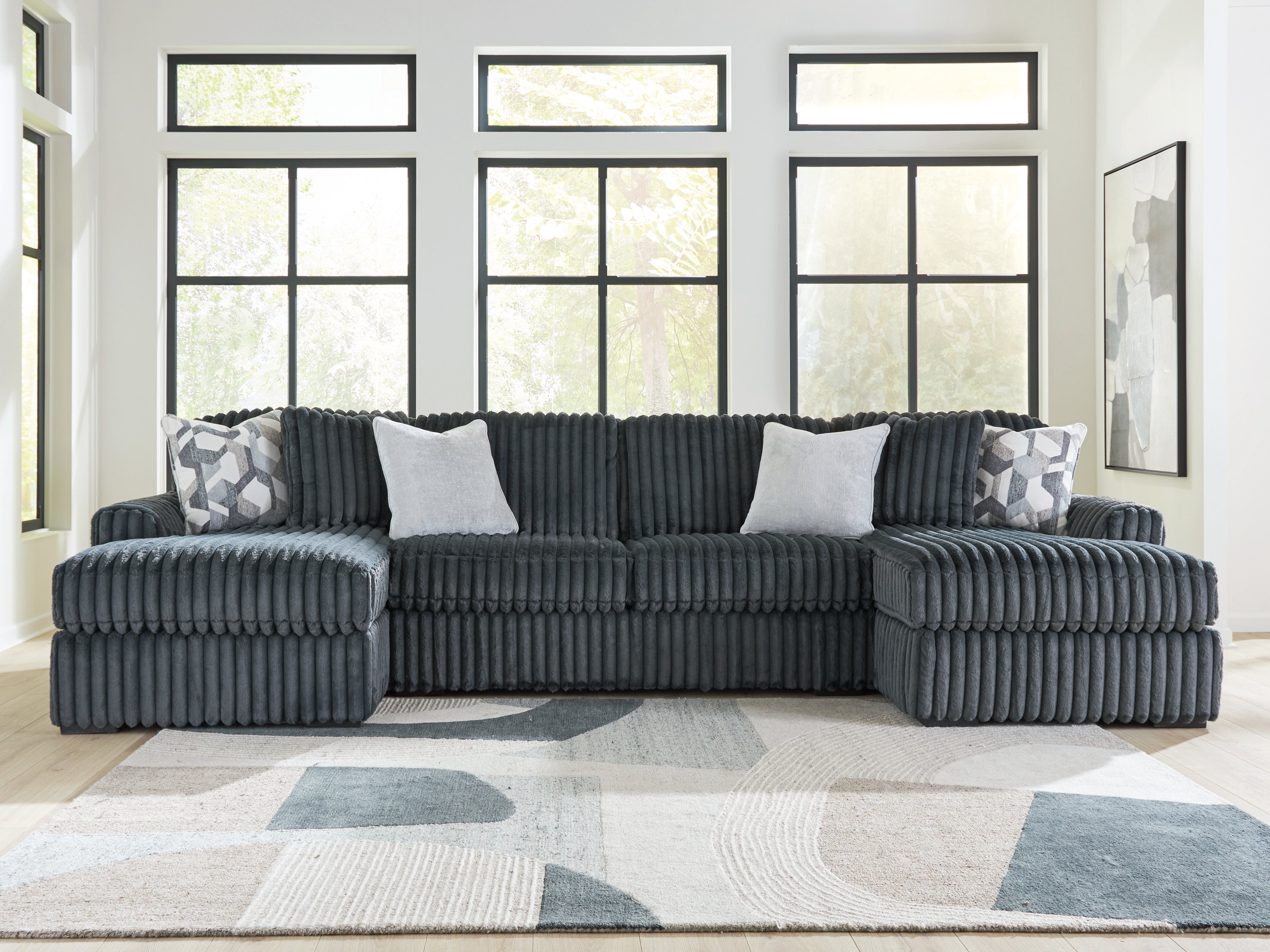 Best Deals Furniture - Ashley Furniture - Midnight-Madness 3-Piece Double Chaise Sectional - RAF 3-Piece Double Chaise Sectional - 98105S7