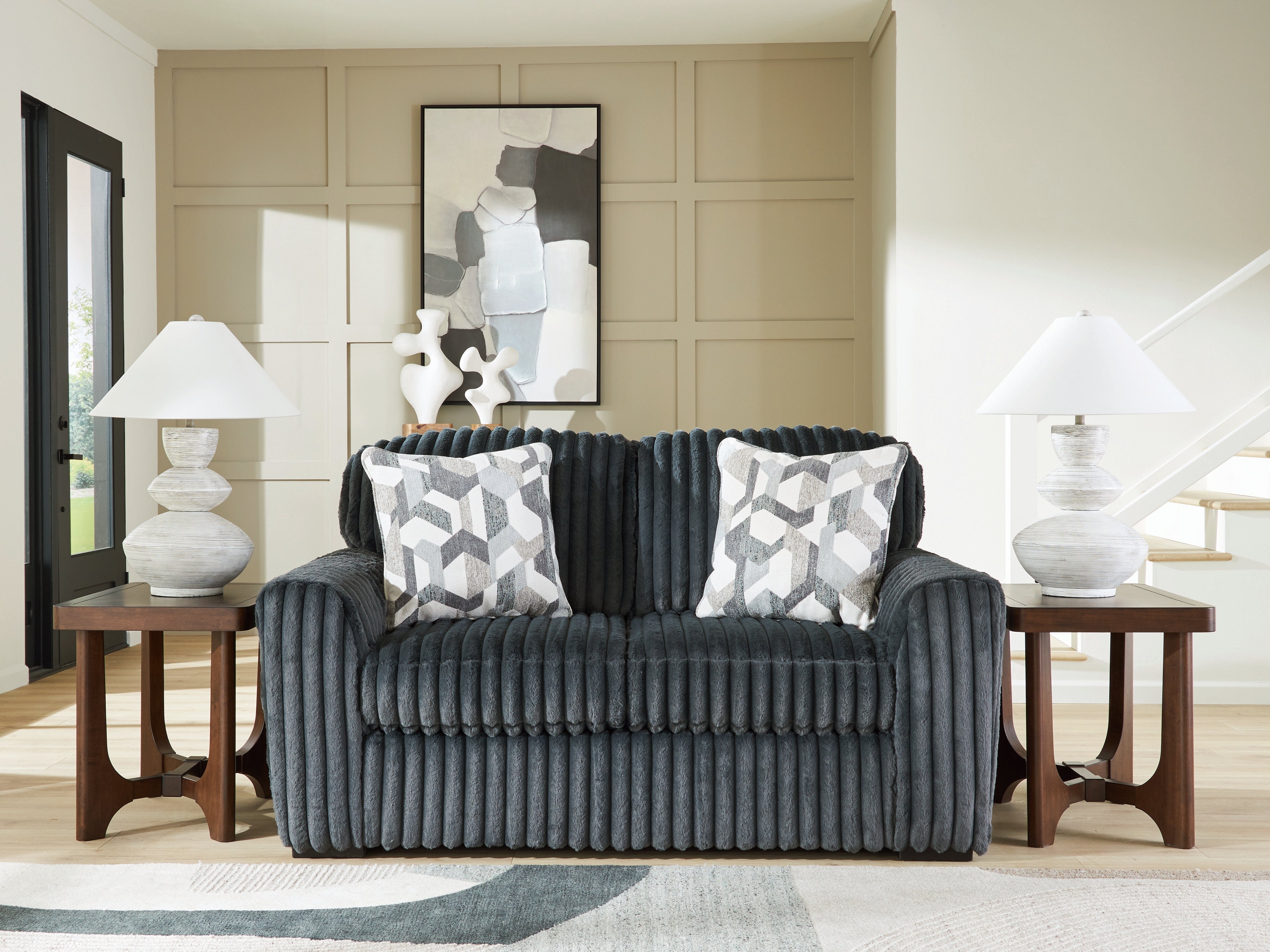Best Deals Furniture - Ashley Furniture - Midnight-Madness Loveseat - Loveseat / Gunmetal - 9810535