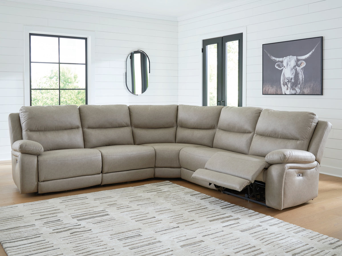 Best Deals Furniture - Ashley Furniture - Narwhal Place 5-Piece Power Reclining Sectional - 5-Piece Power Reclining Sectional / Pebble - PC99201S8