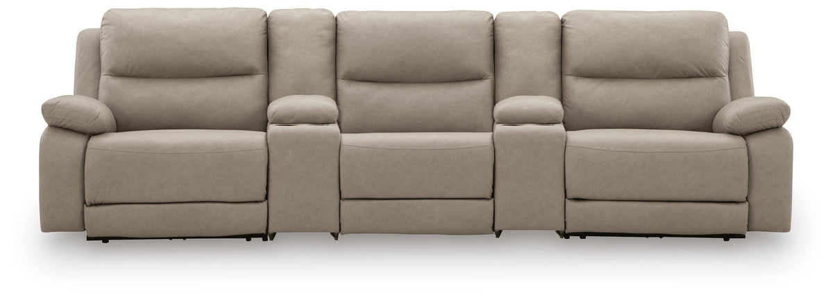 Best Deals Furniture - Ashley Furniture - Narwhal Place 5-Piece Reclining Sectional with Storage Consoles - 5-Piece Reclining Sectional with Storage Consoles - PC99201S39