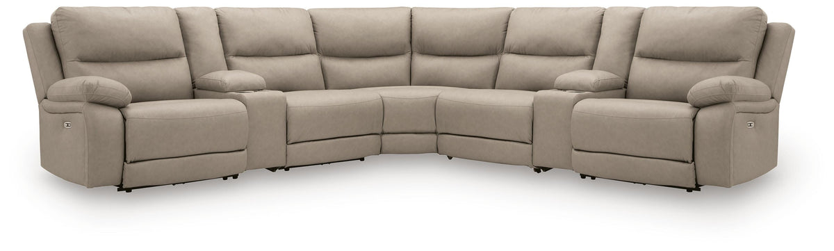 Best Deals Furniture - Ashley Furniture - Narwhal Place 7-Piece Reclining Sectional with Storage Consoles - 7-Piece Reclining Sectional with Storage Consoles - PC99201S34