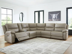 Best Deals Furniture - Ashley Furniture - Narwhal Place Sectional - 6-Piece Reclining Sectional with Storage Console / Pebble - PC99201S36