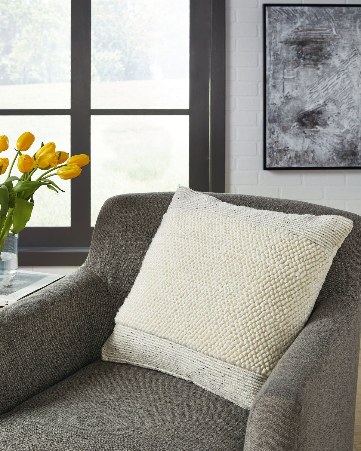 Best Deals Furniture - Ashley Furniture - Rowcher Pillow (Set of 4) - Pillow (4/CS) / Gray/White - A1001004