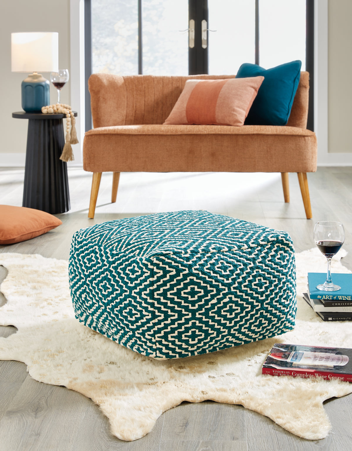 Best Deals Furniture - Ashley Furniture - Brynnsen Pouf - Pouf / Rust/Ivory - A1001056