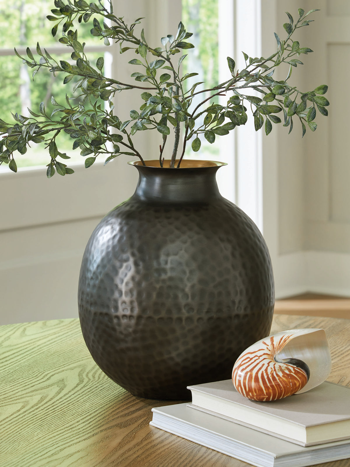 Best Deals Furniture - Ashley Furniture - Woody Vase - Vase / Pewter/Gold Finish - A2000844