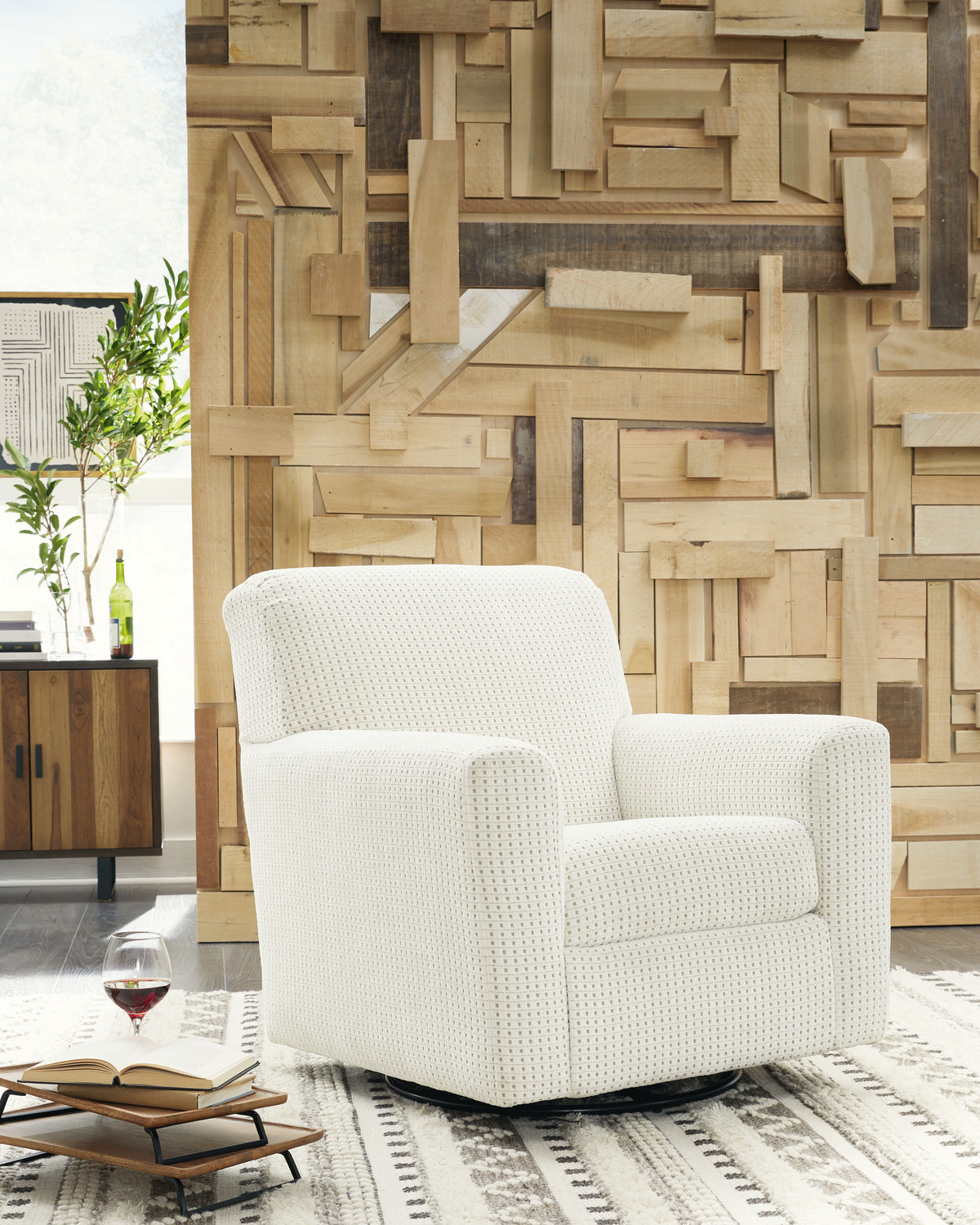 Best Deals Furniture - Ashley Furniture - Herstow Swivel Glider Accent Chair - Swivel Glider Accent Chair / Ivory - A3000365