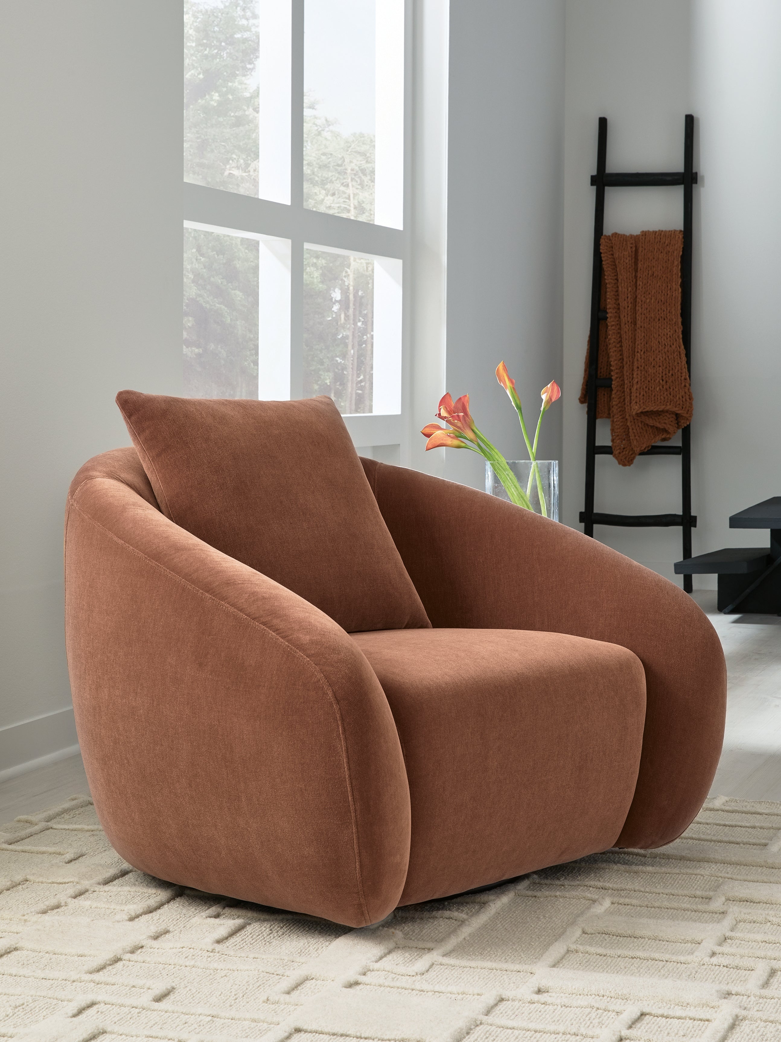 Best Deals Furniture - Ashley Furniture - Yahya Swivel Accent Chair - Swivel Accent Chair / Sienna - A3000780