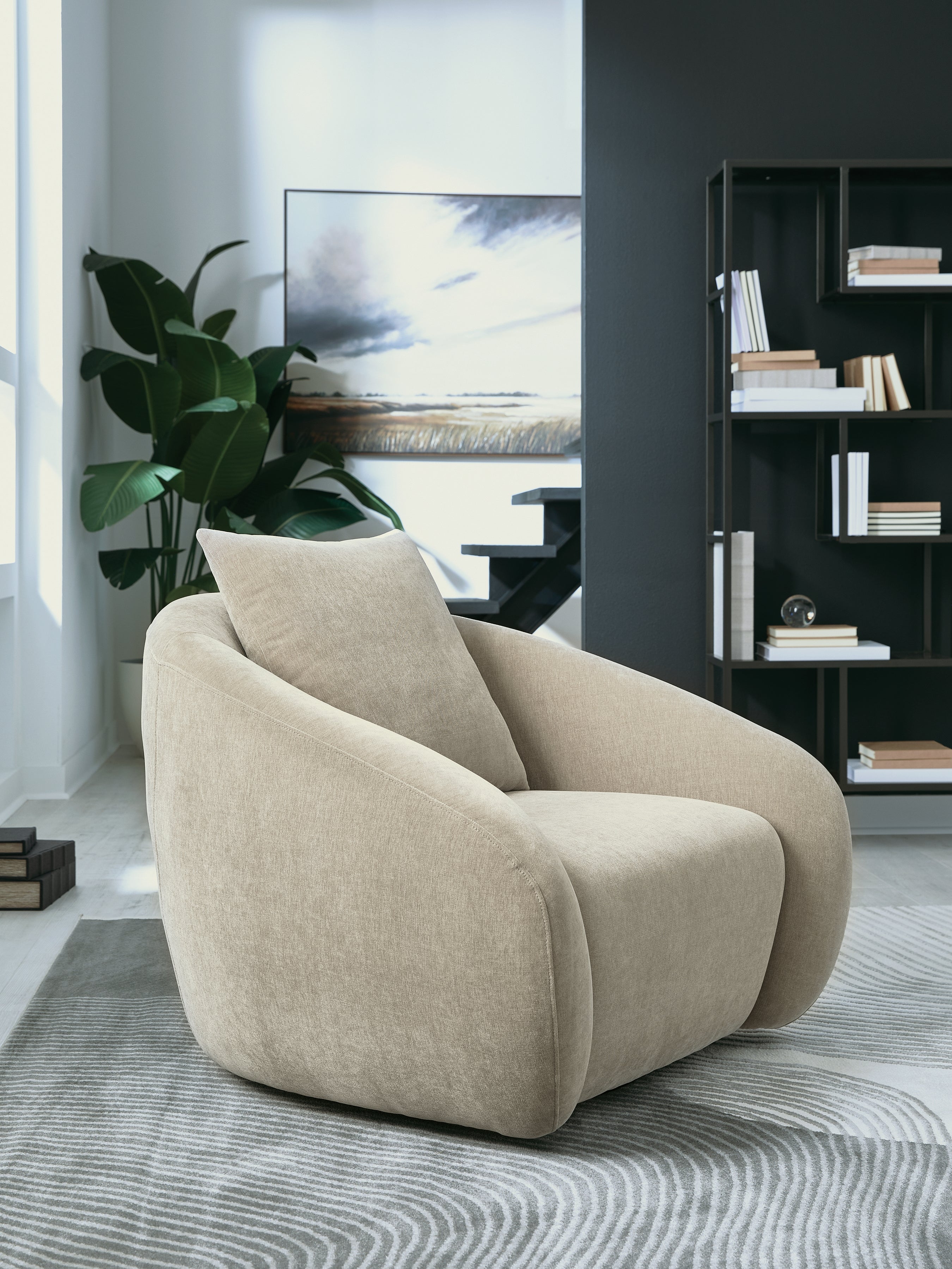 Best Deals Furniture - Ashley Furniture - Yahya Swivel Accent Chair - Swivel Accent Chair / Pebble - A3000782