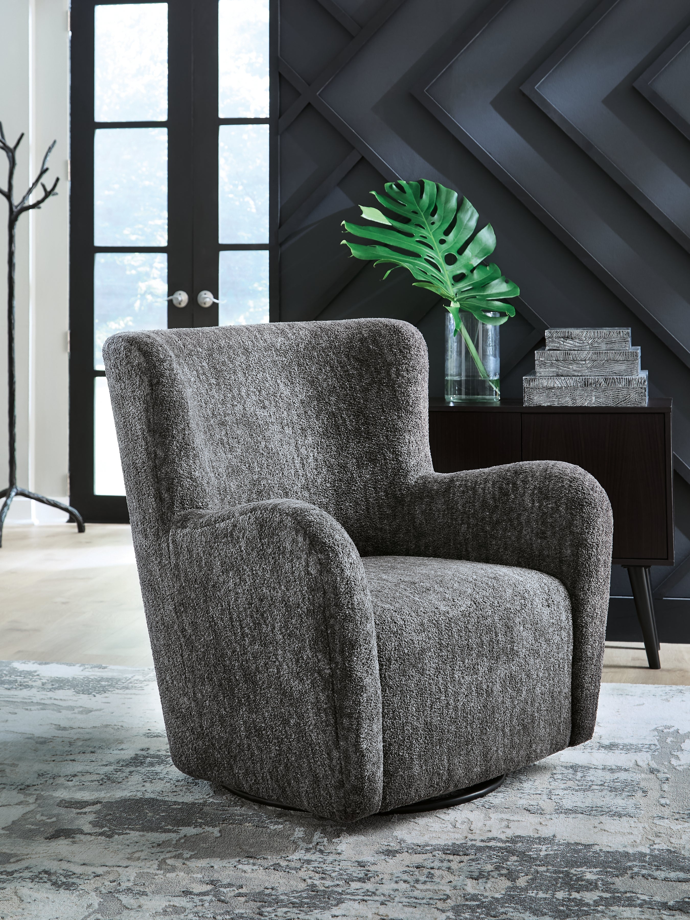 Best Deals Furniture - Ashley Furniture - Rowenburg Swivel Glider Accent Chair - Swivel Glider Accent Chair / Heather Charcoal - A3000796