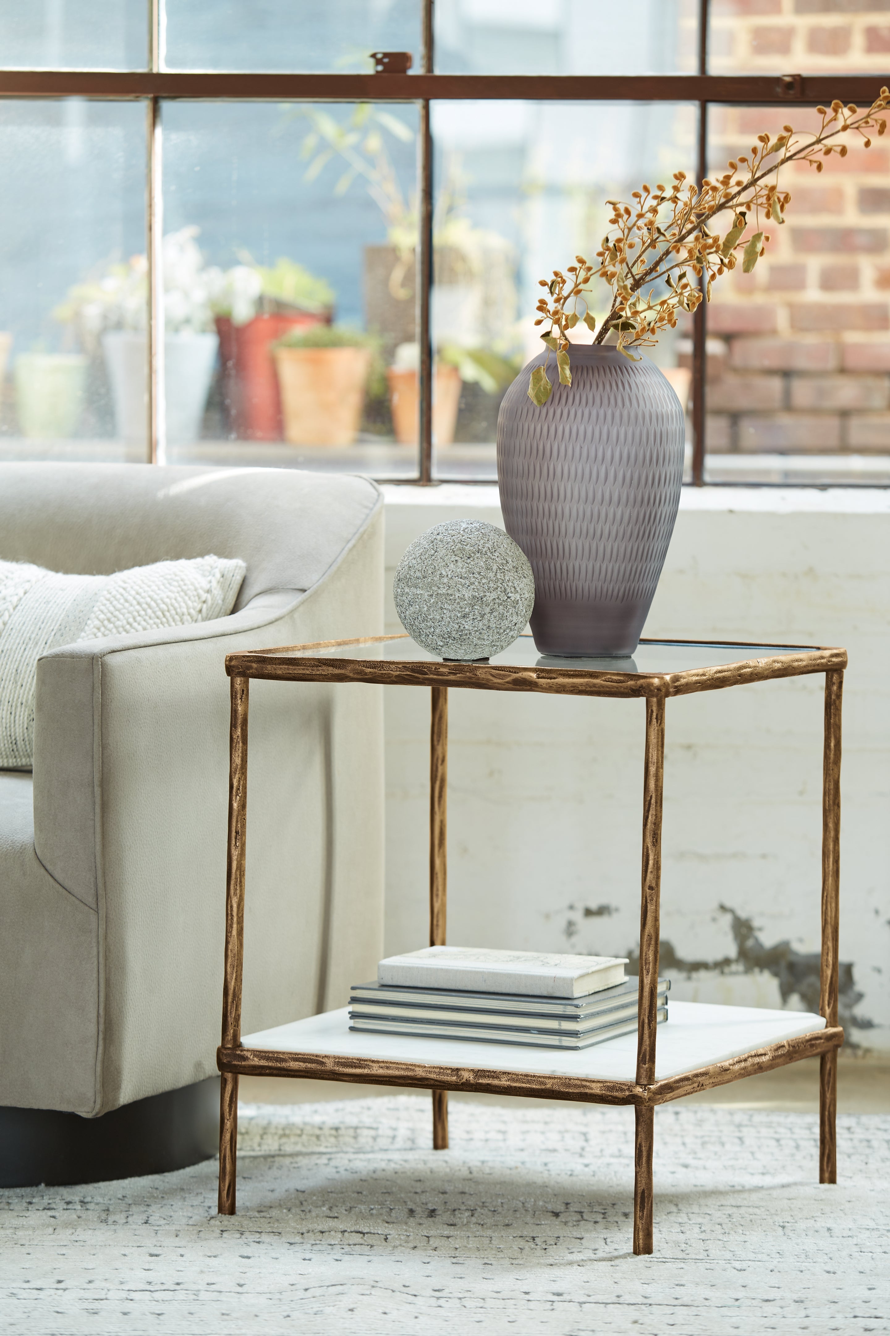 Best Deals Furniture - Ashley Furniture - Ryandale Accent Table - Accent Table / Antique Brass Finish - A4000442