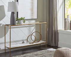 Best Deals Furniture - Ashley Furniture - Ryandale Console Sofa Table - Console Sofa Table / Antique Brass Finish - A4000443