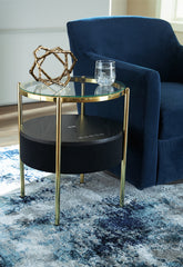 Best Deals Furniture - Ashley Furniture - Nedman Accent Table with Speaker - Accent Table with Speaker / Black/Gold Finish - A4000669