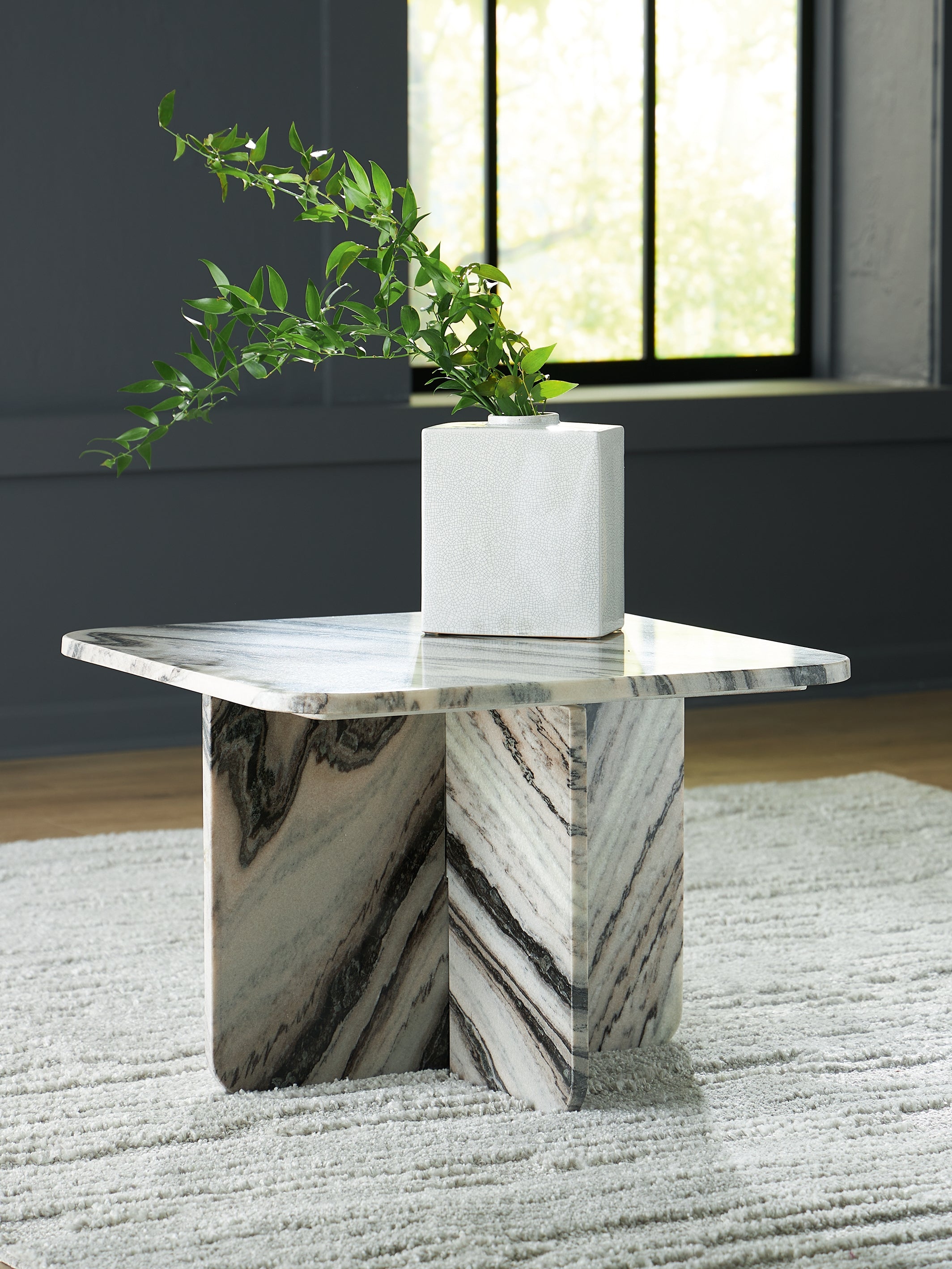 Best Deals Furniture - Ashley Furniture - Baretton Accent Coffee Table - Accent Cocktail Table / Black/White/Taupe - A4000670