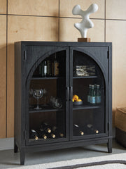 Best Deals Furniture - Ashley Furniture - Armenleigh Accent Cabinet - Bar Cabinet / Black/Brown - A4000702