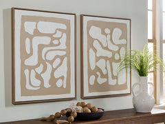 Best Deals Furniture - Ashley Furniture - Waldett Wall Art (Set of 2) - Wall Art Set (Set of 2) / Beige/White - A8000503