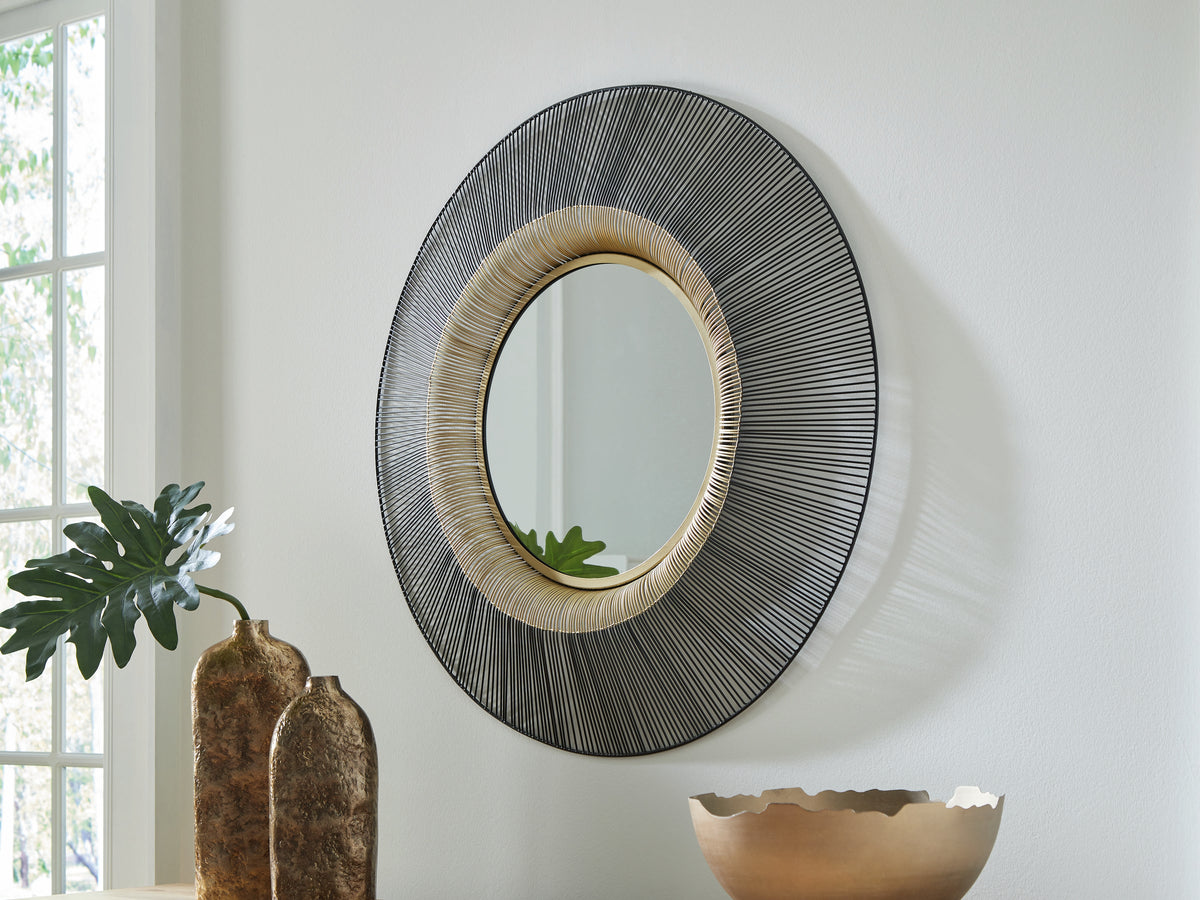 Best Deals Furniture - Ashley Furniture - Dallmen Mirror - Accent Mirror / Black/Gold Finish - A8010407