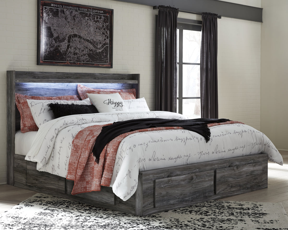 Best Deals Furniture - Ashley Furniture - Baystorm King Panel Bed with 6 Storage Drawers - King Panel Bed with 6 Storage Drawers / Gray - B221B16