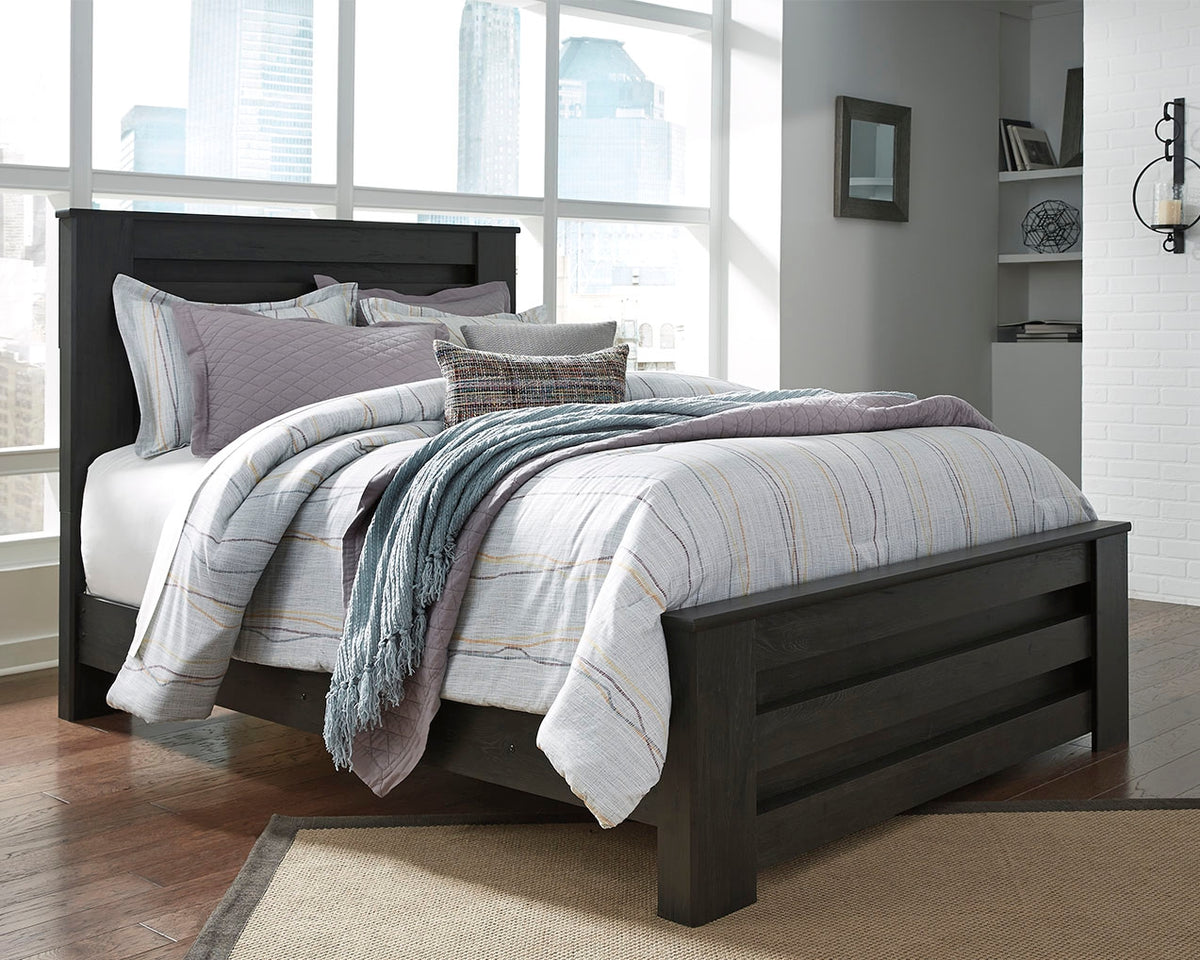 Best Deals Furniture - Ashley Furniture - Brinxton Queen Panel Bed - Queen Panel Bed / Charcoal - B249B2