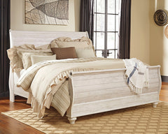 Best Deals Furniture - Ashley Furniture - Willowton King Sleigh Bed - King Sleigh Bed / Whitewash - B267B11