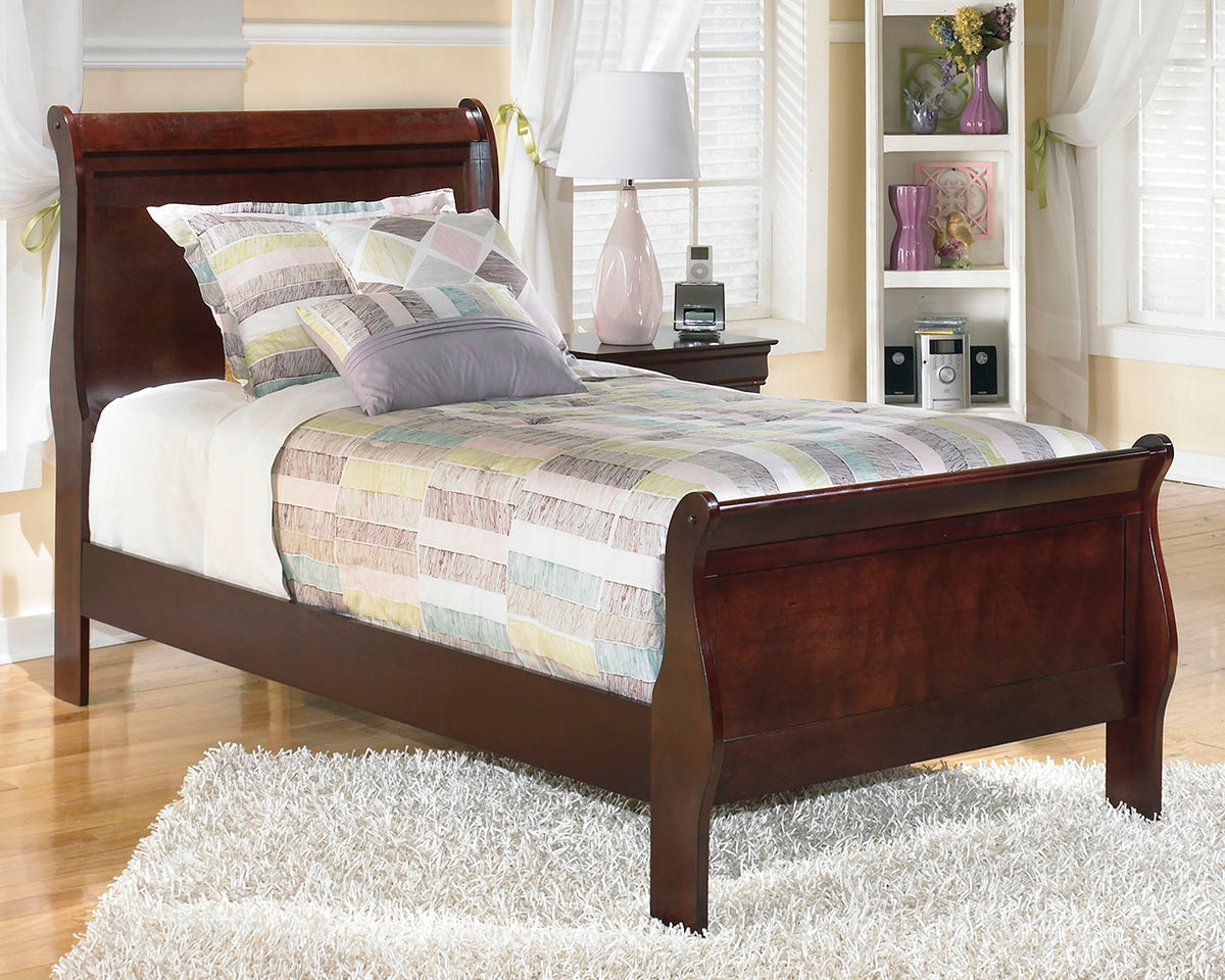 Best Deals Furniture - Ashley Furniture - Alisdair Twin Sleigh Bed - Twin Sleigh Bed / Reddish Brown - B376B5