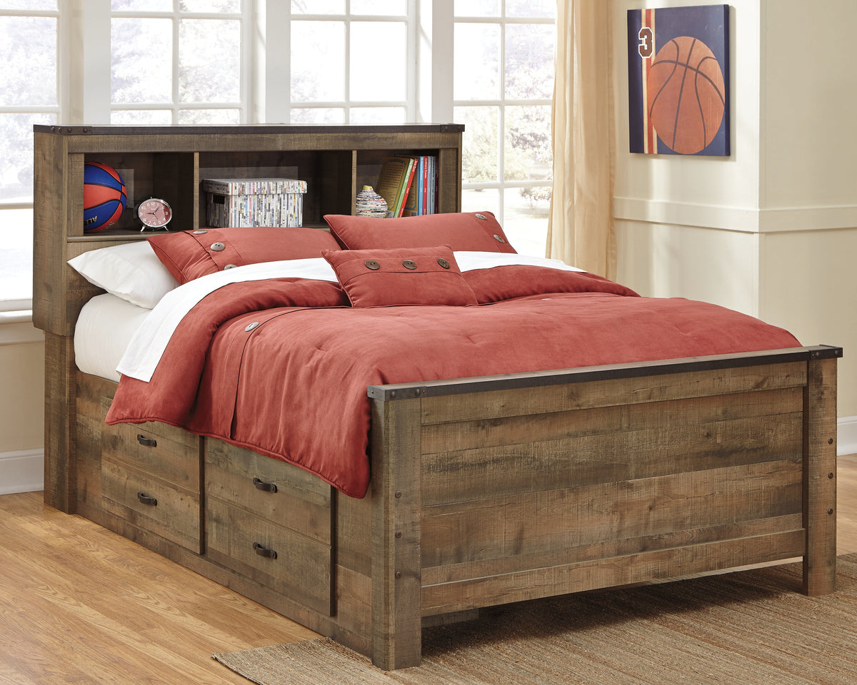 Best Deals Furniture - Ashley Furniture - Trinell Full Panel Bed with 2 Storage Drawers - Full Panel Bed with 2 Storage Drawers / Brown - B446B10